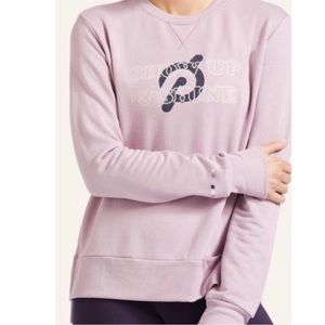 Peloton purple side slit pullover sweatshirt show up & shine